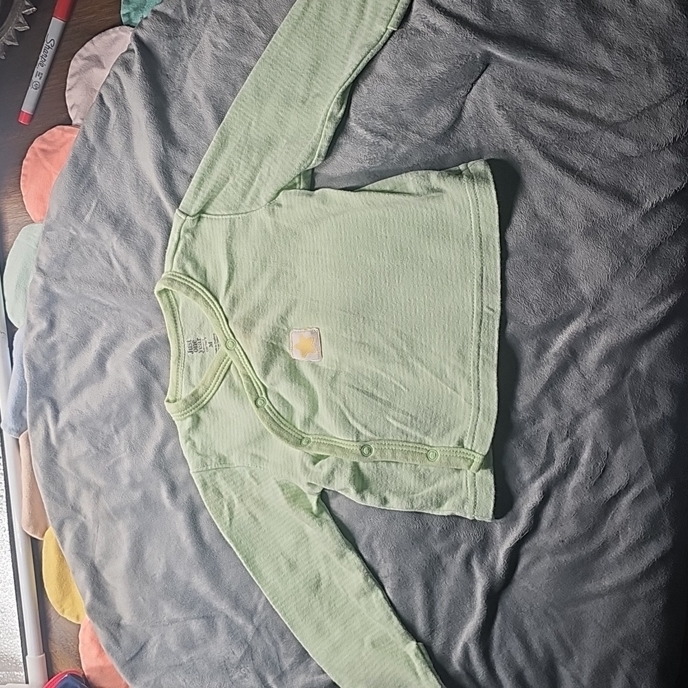E Shirt Size 1 Month Long Sleeve Hand Covers Lime Green